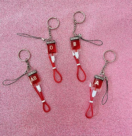 Chaveiro Bolsa De Sangue Tipo Sanguíneo