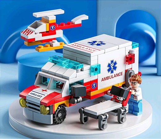 Minifigure Action Compatível Lego Frota Médica Ambulância -  <lojinhadeplantao>