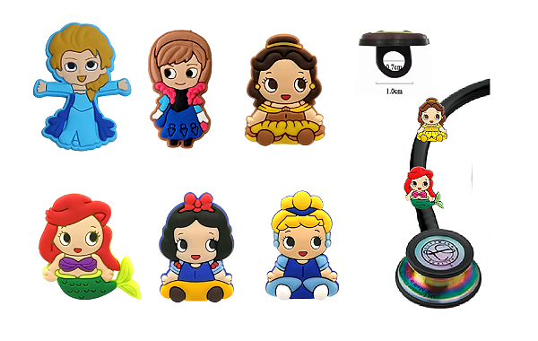 Kit Enfeite Pediatria Estetoscópio Princesas Disney Medicina Enfermagem