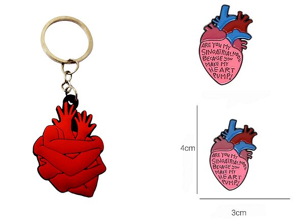 Kit Presente Chaveiro Broche Cardiologia Medicina