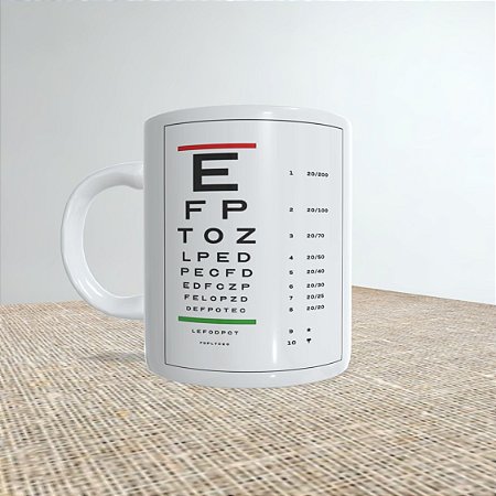 Caneca Medicina Oftalmologista Tabela Oftalmológica Snellen