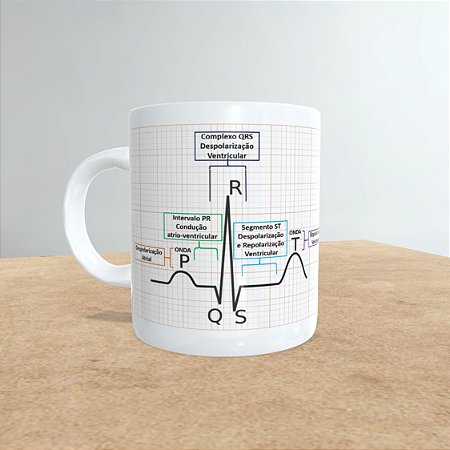 Caneca Medicina Cardiologia Estampa ECG Eletrocardiograma