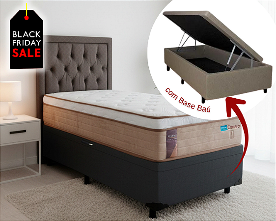 Conjunto Baú Solteiro (Colchão Cameron Probel + Base Baú Econ. 36cm)