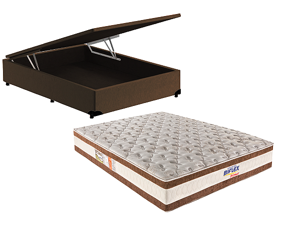 Conjunto Baú Casal (Colchão Ortomax D45 Biflex + Base Baú Trad. 46cm)