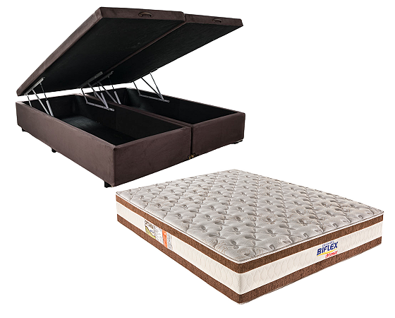 Conjunto Baú King (Colchão Ortomax D45 Biflex + Base Baú Trad. 46cm)
