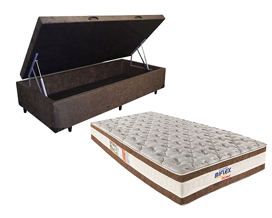 Conjunto Baú Solteiro (Colchão Ortomax D45 Biflex + Base Baú Trad. 46cm)