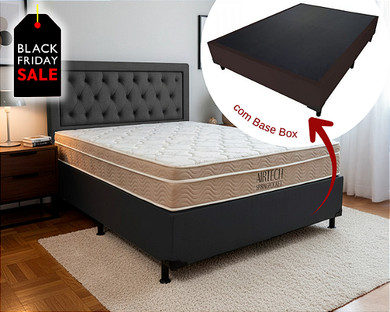 Conjunto Box Casal (Colchão Airtech Springpocket Ortobom + Base Box)