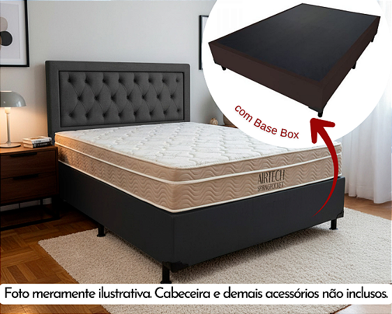 Conjunto Box Casal (Colchão Airtech Springpocket Ortobom + Base Box)