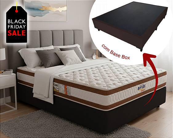 Conjunto Box Casal (Colchão Ortomax D45 Biflex + Base Box)