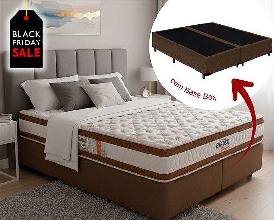 Conjunto Box King (Colchão Ortomax D45 Biflex + Base Box)