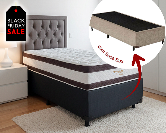 Conjunto Box Solteirão (Colchão Ortomax D45 Biflex + Base Box)