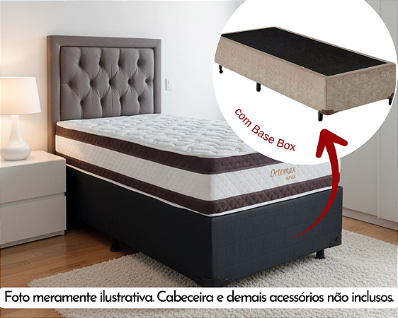 Conjunto Box Solteiro (Colchão Ortomax D45 Biflex + Base Box)