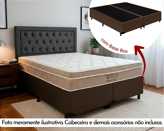 Conjunto Box Queen (Colchão Airtech Springpocket Ortobom + Base Box)
