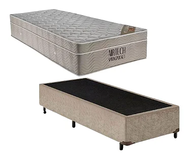 Conjunto Box Solteirão (Colchão Airtech Springpocket Ortobom + Base Box)