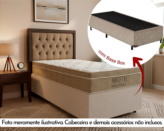 Conjunto Box Solteiro (Colchão Airtech Springpocket Ortobom + Base Box)
