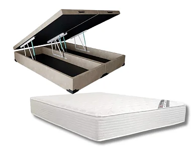 Conjunto Baú King (Colchão Revolution Híbrido NEW One Face Castor + Base Baú Trad. 46cm)
