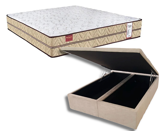 Conjunto Baú Queen (Colchão Criare Minaspuma + Base Baú Trad. 46cm)