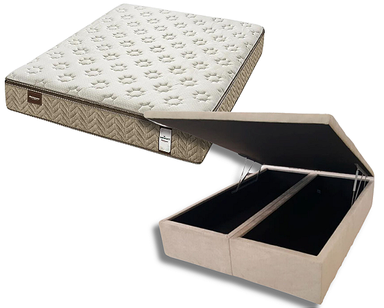 Conjunto Baú Queen (Colchão Naturarte Minaspuma  + Base Baú Trad. 46cm)