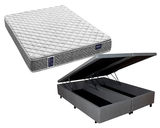 Conjunto Baú King (Colchão Amx Foam Double Face D33 Americanflex + Base Baú Econ. 36cm)