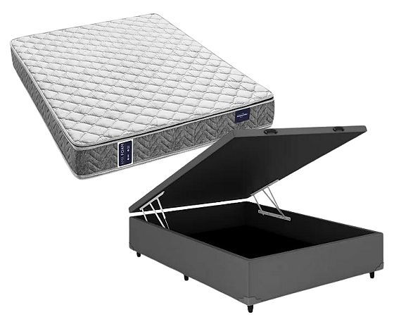 Conjunto Baú Casal (Colchão Amx Foam Double Face D45 Americanflex + Base Baú Trad. 46cm)