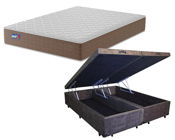 Conjunto Baú King (Colchão DF Pocket Solar + Base Baú Econ. 36cm)