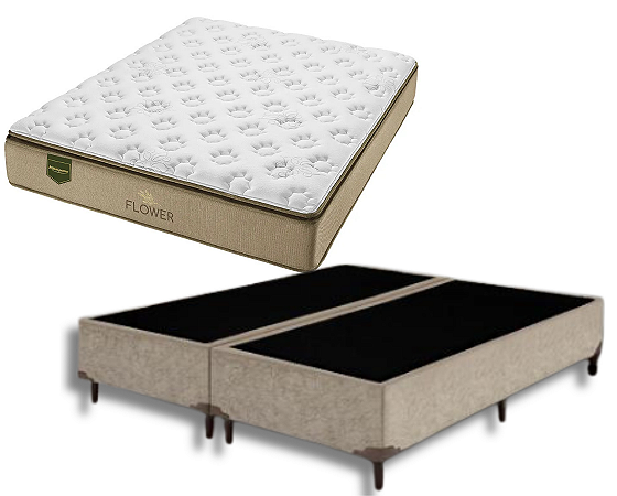 Conjunto Box Queen (Colchão Flower Plus Minaspuma + Base Box)
