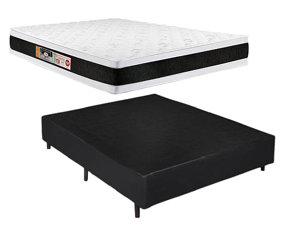 Conjunto Box Casal (Colchão Black White Double Face D45 Castor + Base Box)