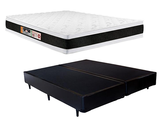 Conjunto Box King (Colchão Black White Double Face D45 Castor + Base Box)