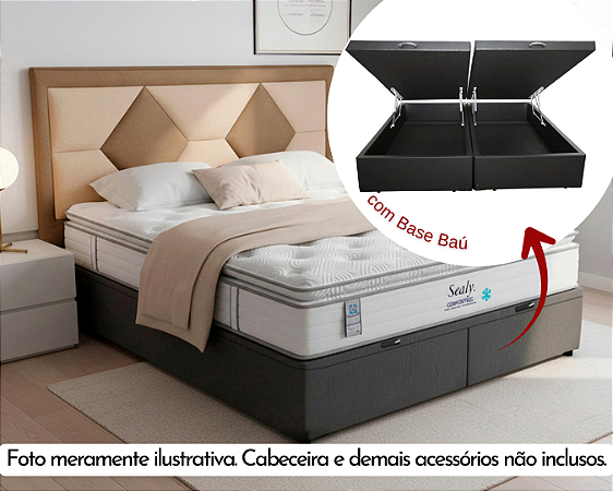 Conjunto Baú King (Colchão ConfortGel Plumatex + Base Baú Trad. 46cm)