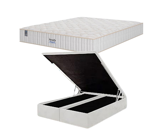 Conjunto Baú Queen (Colchão Miami Sealy Plumatex + Base Baú Econ. 36cm)