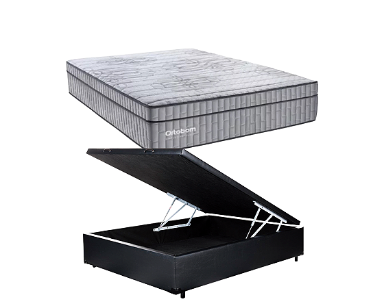 Conjunto Baú Casal (Colchão Exclusive Sleep Ortobom + Base Baú Econ. 36cm)