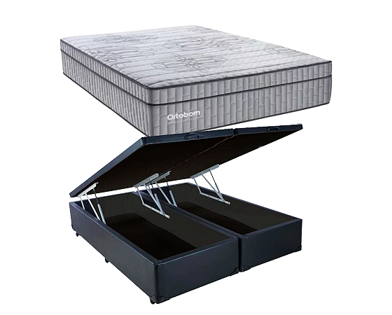 Conjunto Baú King (Colchão Exclusive Sleep Ortobom + Base Baú Econ. 36cm)