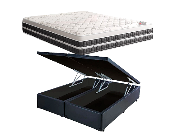 Conjunto Baú King (Colchão Premium Tecnopedic New One Face Castor + Base Baú Econ. 36cm)