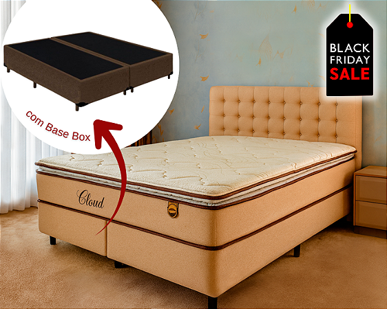 Conjunto Box Queen (Colchão Cloud Molas Ensacadas Lucspuma + Base Box)