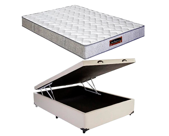Conjunto Baú Casal (Colchão Espuma Bordeaux D45 Sankonfort + Base Baú Econ. 36cm)