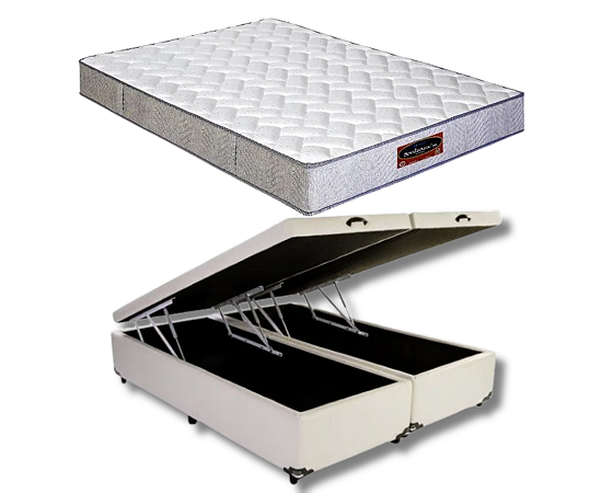 Conjunto Baú King (Colchão Espuma Bordeaux D45 Sankonfort + Base Baú Econ. 36cm)