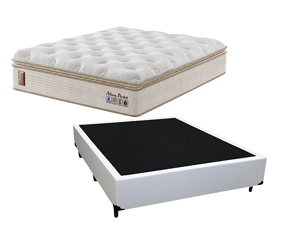 Conjunto Box Casal (Colchão Allure Pocket Solar + Base Box)