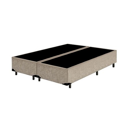 Cama Box Blindado Queen Bipartido AColchoes Suede Bege 40x158x198