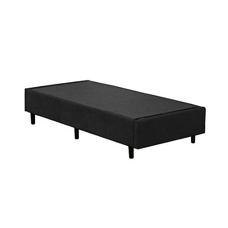 Cama Box Blindado Solteiro AColchoes Suede Preto 40x88x188