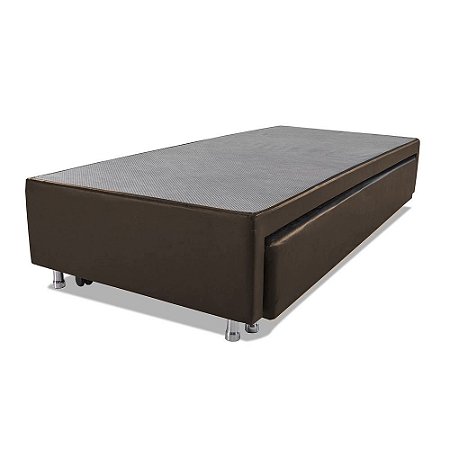 Cama Box Solteiro com Auxiliar Mola Bonnel Sintético Marrom 50x88x188