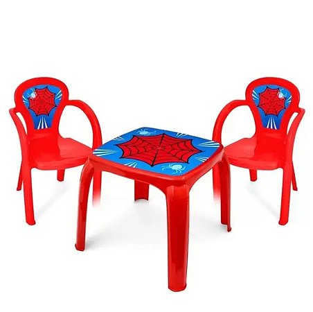 Mesa Mesinha Infantil Com 2 Cadeiras Spider Aranha Menino - KIT