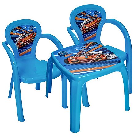 Kit Mesa Infantil Decorada Carro + 2 Cadeiras Carro Usual - USUAL PLASTIC