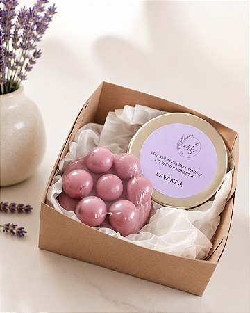 Kit - Hora de relaxar ( 1 Sabonete de Lavanda Mini + 1 Mini vela de Lavanda)