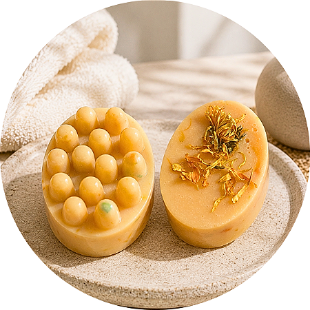 Sabonete massageador botânico - Chá de laranjeira e calêndula 130g