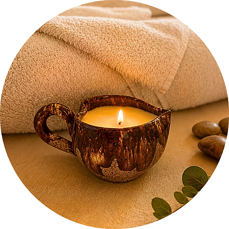 Vela de Massagem na cerâmica - Artesanal