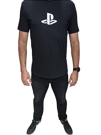 CAMISETA SÍMBOLO PLAYSTATION - PRETA (M)