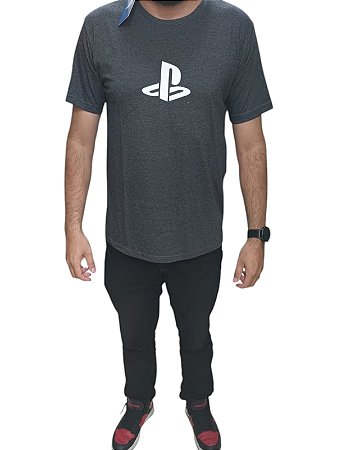 CAMISETA SÍMBOLO PLAYSTATION - CINZA (G)