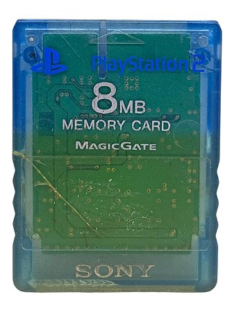 MEMORY CARD 8MB - AZUL TRANSPARENTE - C/ DETALHE - USADO - PLAYSTATION 2