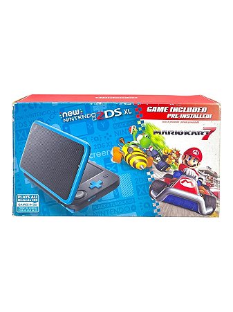 NEW NINTENDO 2DS XL PRETO E AZUL TURQUESA (DESBLOQUEADO) 128GB - USADO
