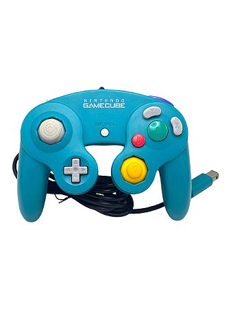 CONTROLE NINTENDO GAMECUBE - AZUL ESMERALDA - USADO